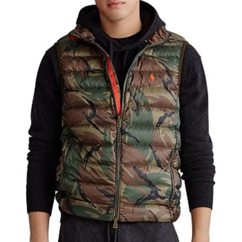 Ralph Lauren camo/orange puffer vest